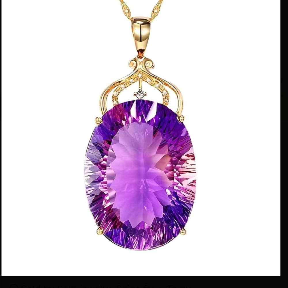 🎁Purple Rhinestones Pendant Necklace NWOT